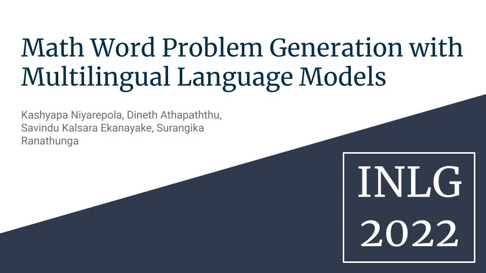 Math Word Problem Generation With Multilingual Language Models