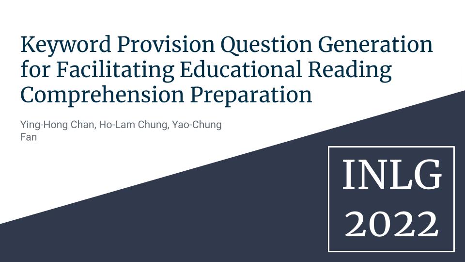 Keyword Provision Question Generation For Facilitating Educational Reading Comprehension Preparation