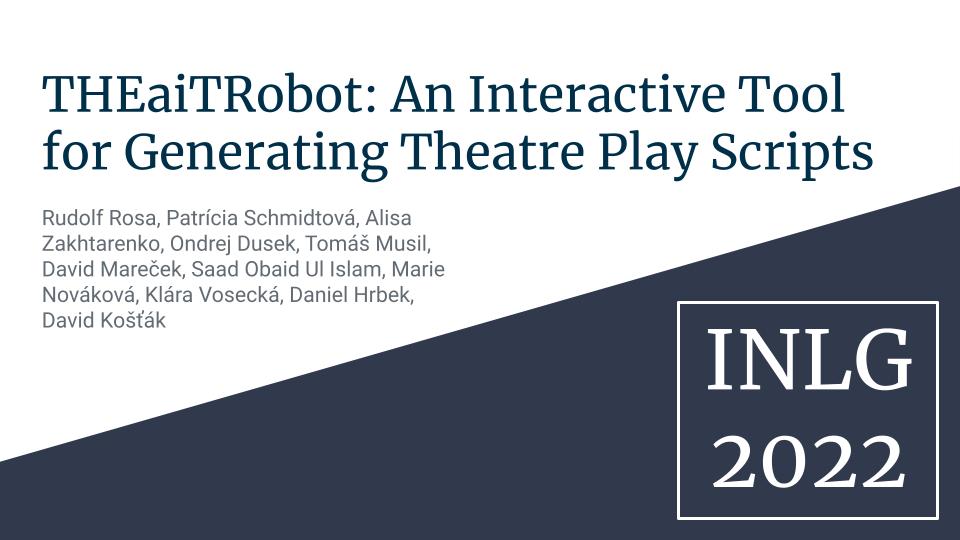 Theaitrobot: An Interactive Tool For Generating Theatre Play Scripts