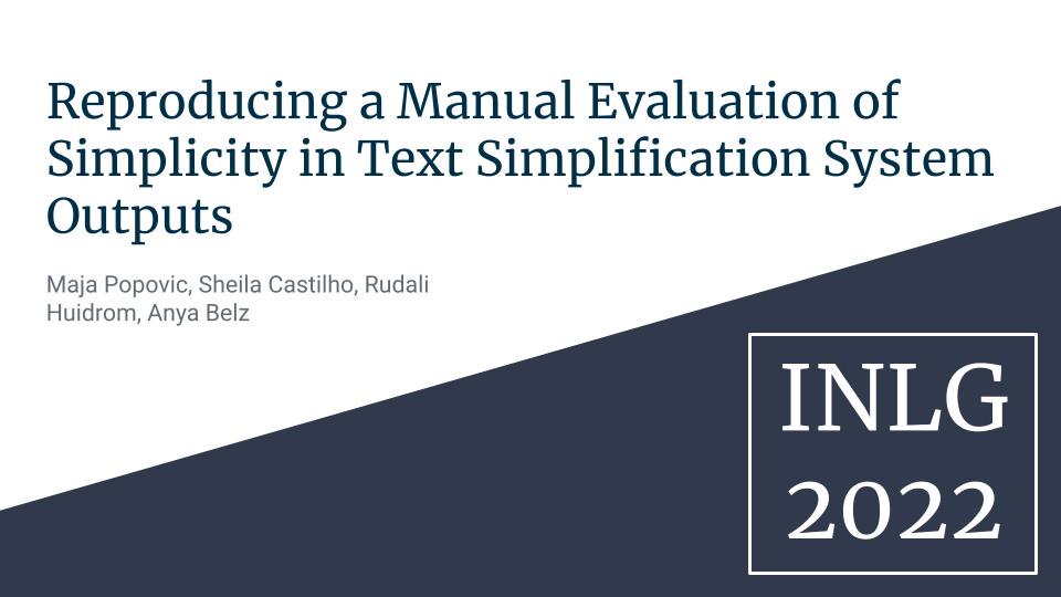 Reproducing A Manual Evaluation Of The Simplicity Of Text Simplification System Outputs